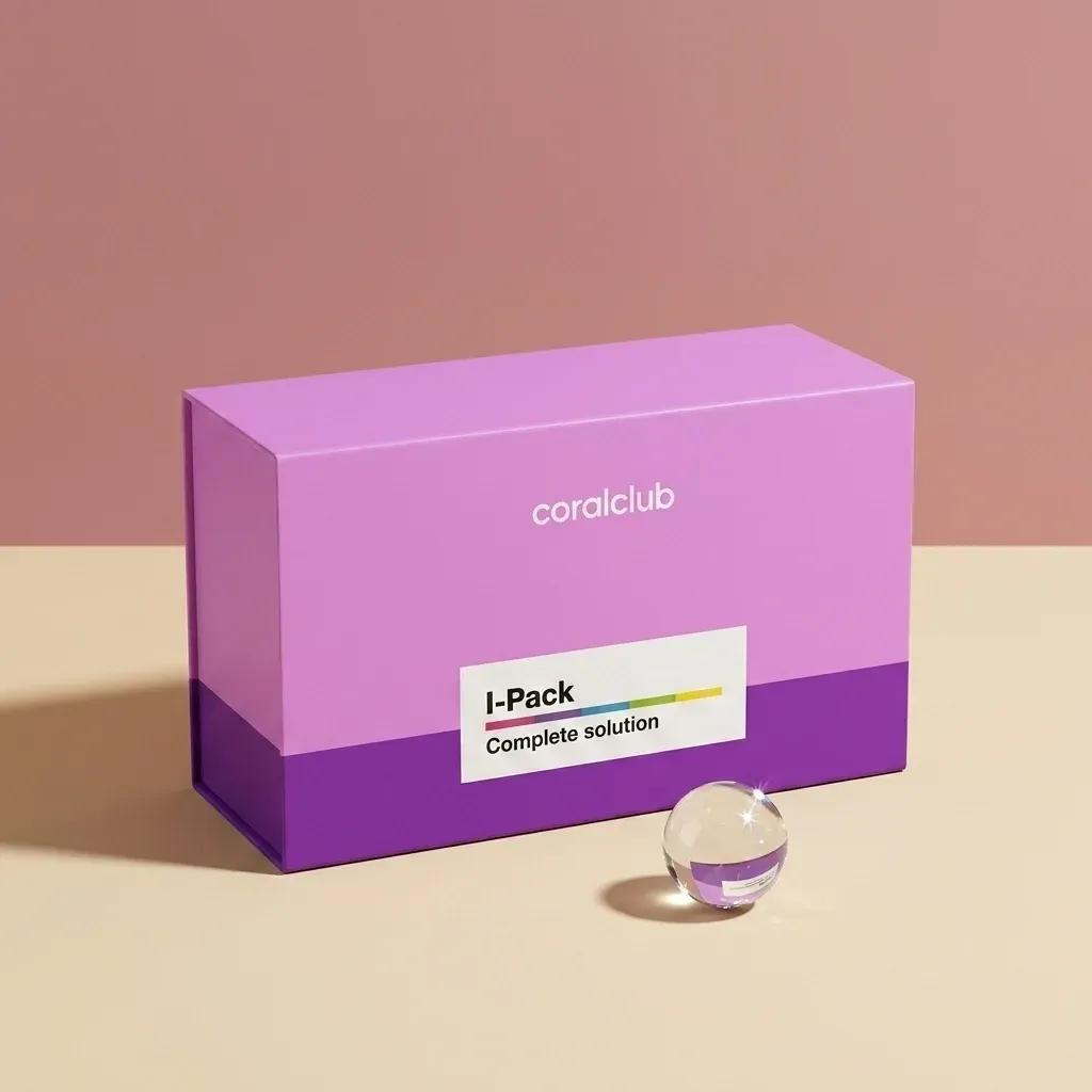 Immunity Pack in a purple box with a clear capsule on a beige surface.